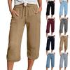 Women's Summer 3/4 Trousers  Summer Trousers With Pockets Causal Loose Trousers Fabric Trousers Sport Leisure Beach Trousers