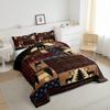 Deer Moose Bear Comforter Set Queen Boho Aztec Western Rustic Farmhouse Woodland Bedding SetsTeal Red Brown Stripes Decor 3 Pcs