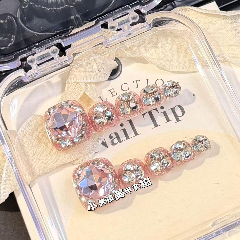 Pink Rose Koi Sparkling Rhinestone Ball Nail Art Stickers - Handmade, Removable, Wearable Toenail Design (Style 962)