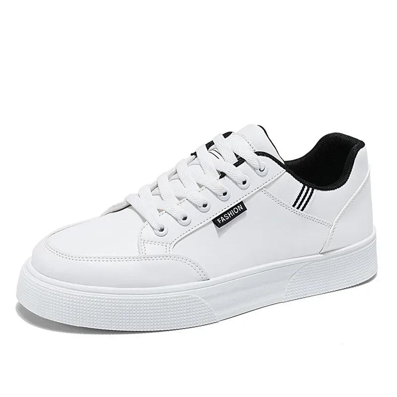 Spring 2025 Men's Fashionable Versatile White Sneakers Large Size Casual Shoes Trendy Flat Heel Cement Ground Wear Resistant
