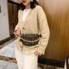 New Women's Hundreds of Waist Bag Girls Chest Bag Wide Shoulder Strap Single Shoulder Crossbody Bag Fashion Chain Decoration PU