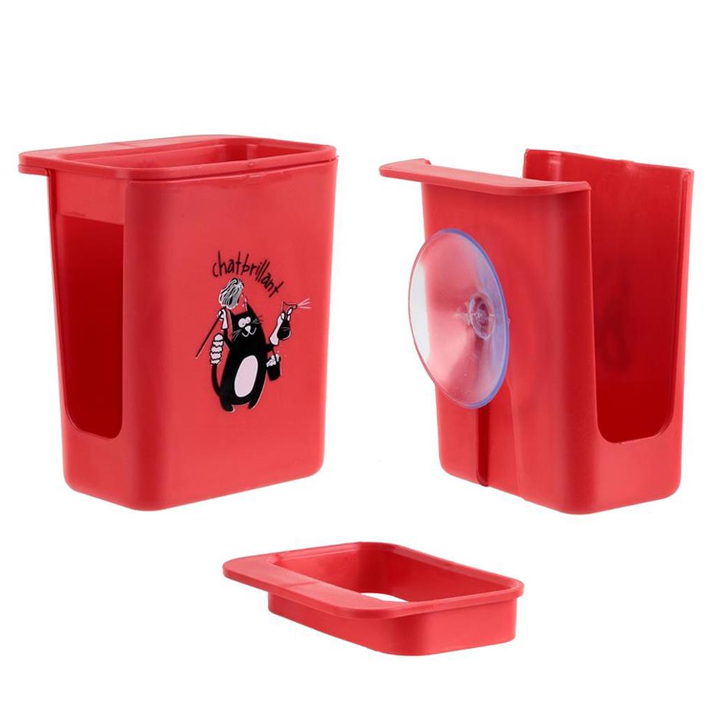 Les Trésors De Lily [Q4788] - Červený držák na houbičku 'Kočky' (lesklá kočka) - 8,5x10x7 cm