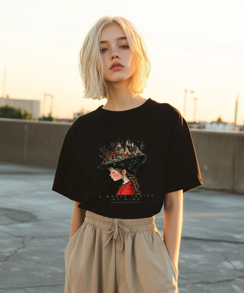 ONEHUNDREDPERCENT FOR WOMAN Ohpxgoodd Mind Semi-Over Short Sleeve T-Shirt