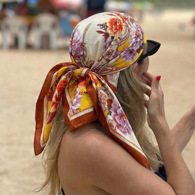 90*90cm Quadratisches Seidentuch Damen Mode Designer Schönes Paisley Foulard Weicher Satinschals Halstuch Schals Nacken Kopftuch