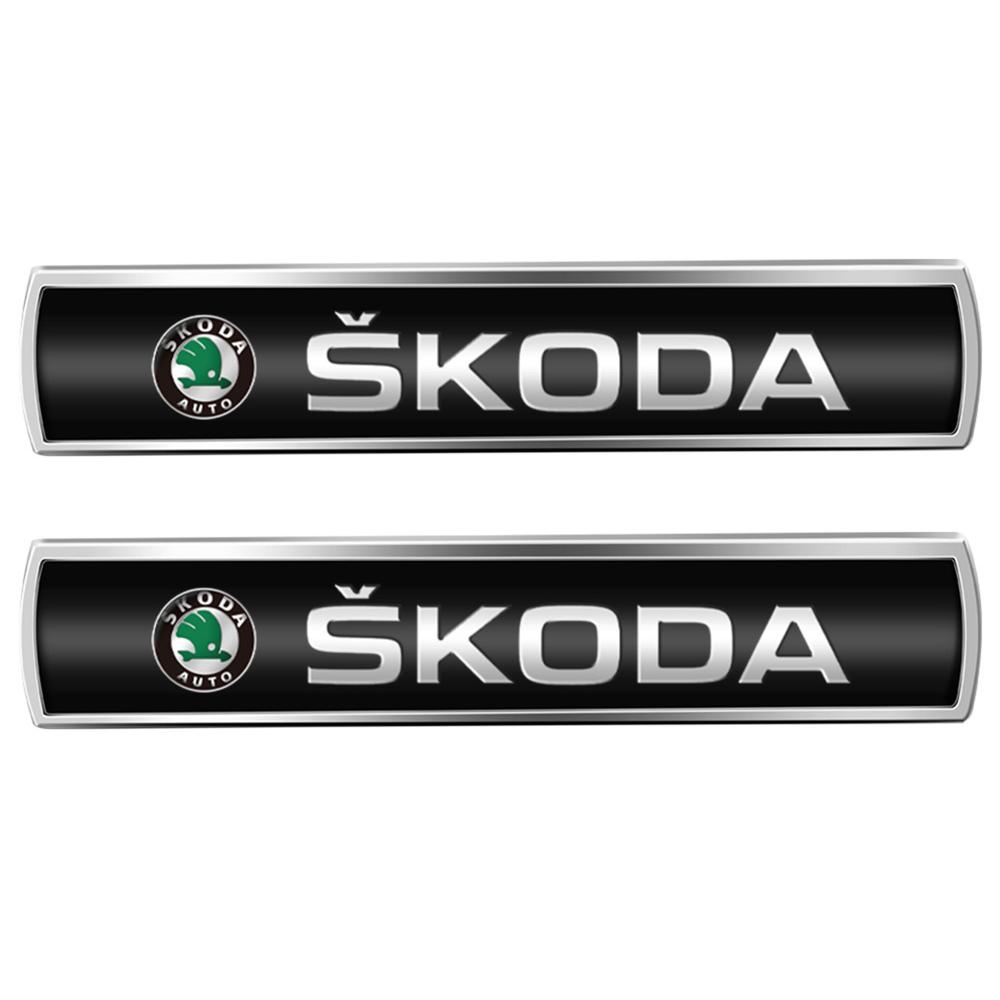 HLLQ9 Car Decoration Aluminum Metal Logo Body Fender Sticker For Skoda S Kodiaq Fabia Kamiq Karoq Octavia 3 A5 A7 Rapid Scala VRS VII
