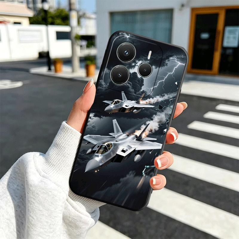 Aircraft Helicopter Formation Soft Phone Case for Xiaomi Redmi Note 12 13 14 15 Pro Plus 11 12S 11S 11T 10 4G Black Cover Back S