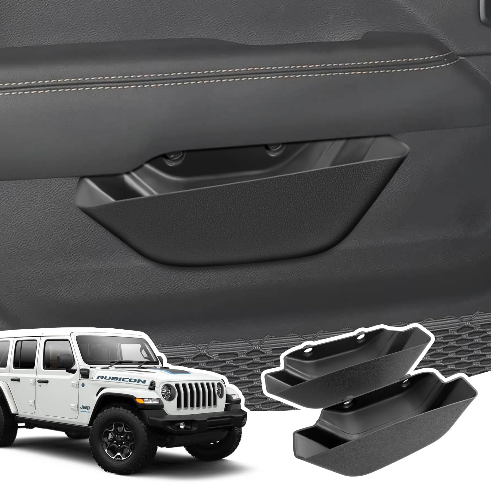 

LANGBEAN Jeep Wrangler JL Хранение в ручке двери Водительская и пассажирская стороны Автомобиль Wrangler JL Внутренние мелкие предметы ABS Набор из 2 коробок, карманов, чёрный