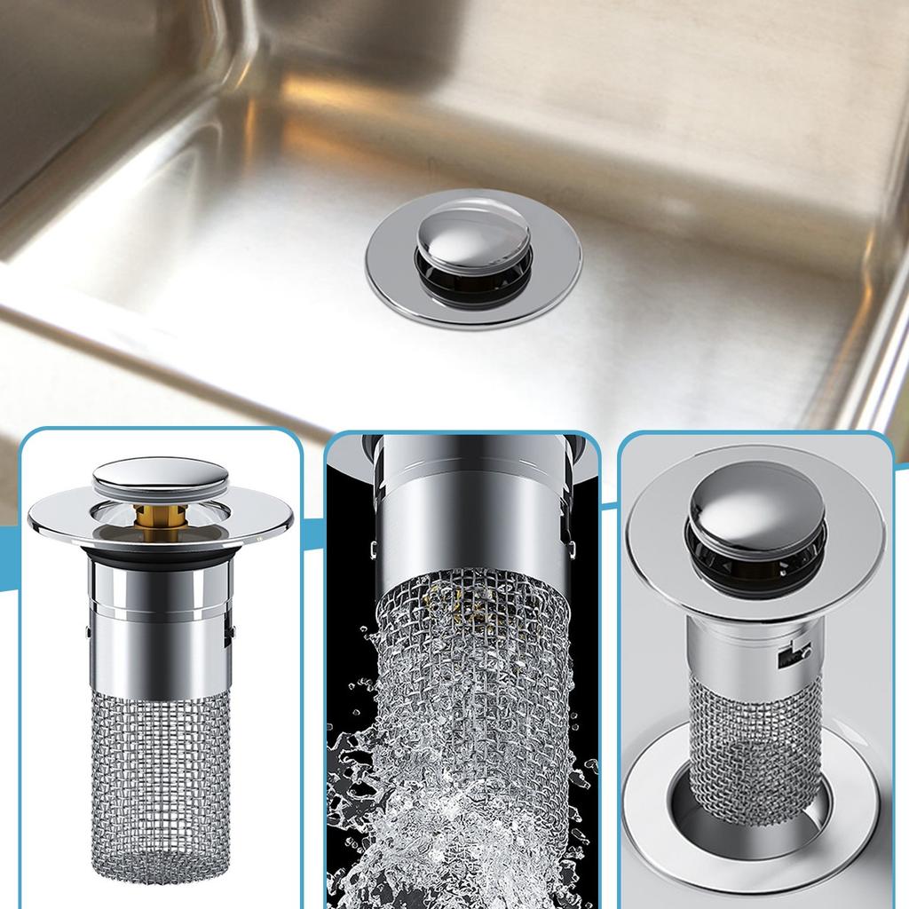 Plug In And Press Type Stainless Steel Sink Plug, Filter, Collector