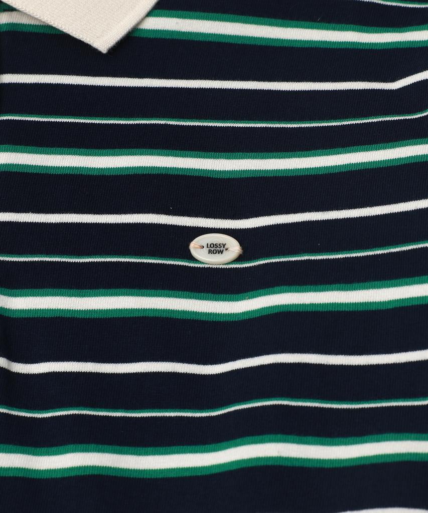 LOSSYROW Stripe Polo T-Shirt Green