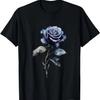 Roos bloemig blauw donker gotisch zwart T-shirt