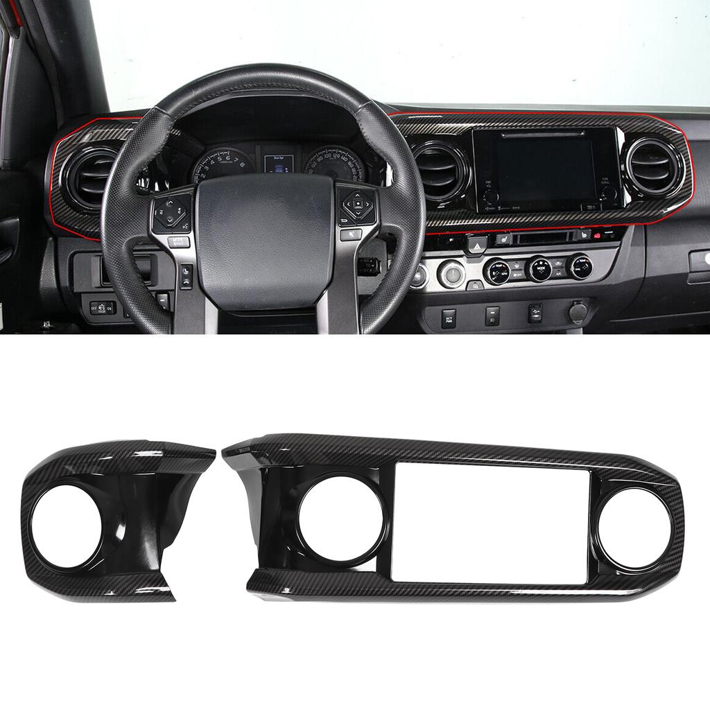 Center Console Dashboard Meter Panel Frame Cover Trim Carbon Fiber Style Replacement for Tacoma 2016‑2020