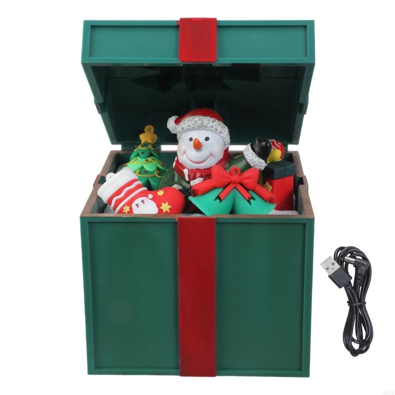 

Battery Operated Rotating Music Boxes Christmas Decoration With Clear Melodys LED Display M68E зелений