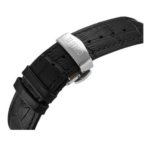 [Ticento]Men's Sun & Moon Automatic Leather Watch TS50051WTBK + Shopping Bag, Korean Luxury Watches