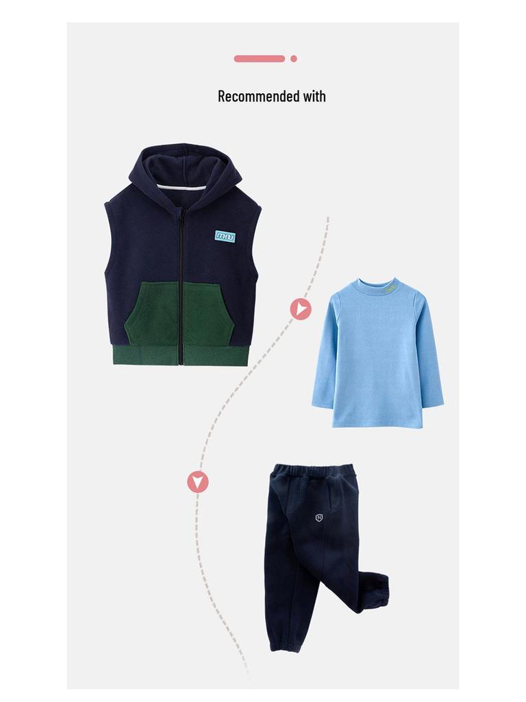 Kids' Hooded Fleece Vest - Sleeveless Autumn/Winter Style for Boys & Girls