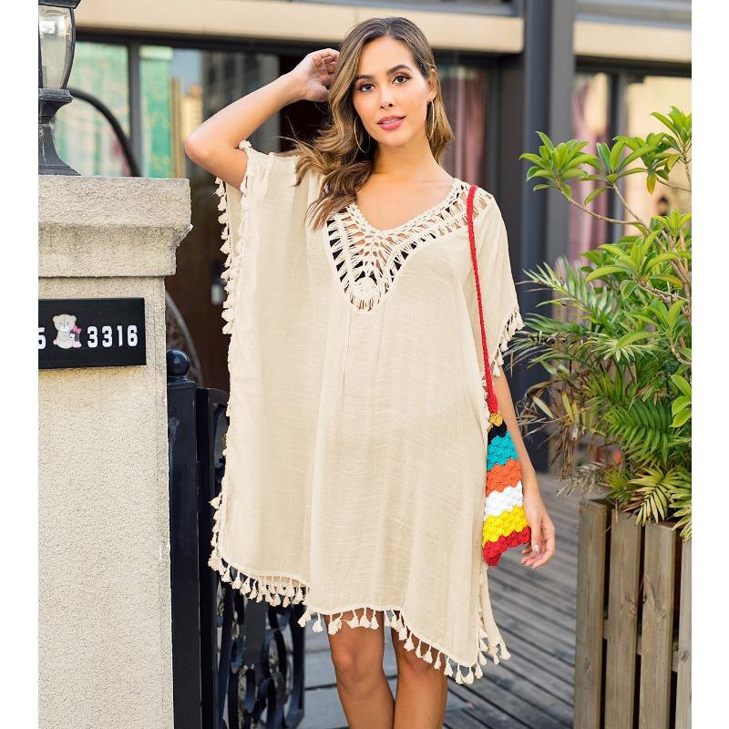 

Женские накидки больших размеров, сексуальное платье с открытой спиной и бахромой, свободное платье с разрезом, солнцезащитный крем, пляжный купальник, накидки One Size абрикосовый