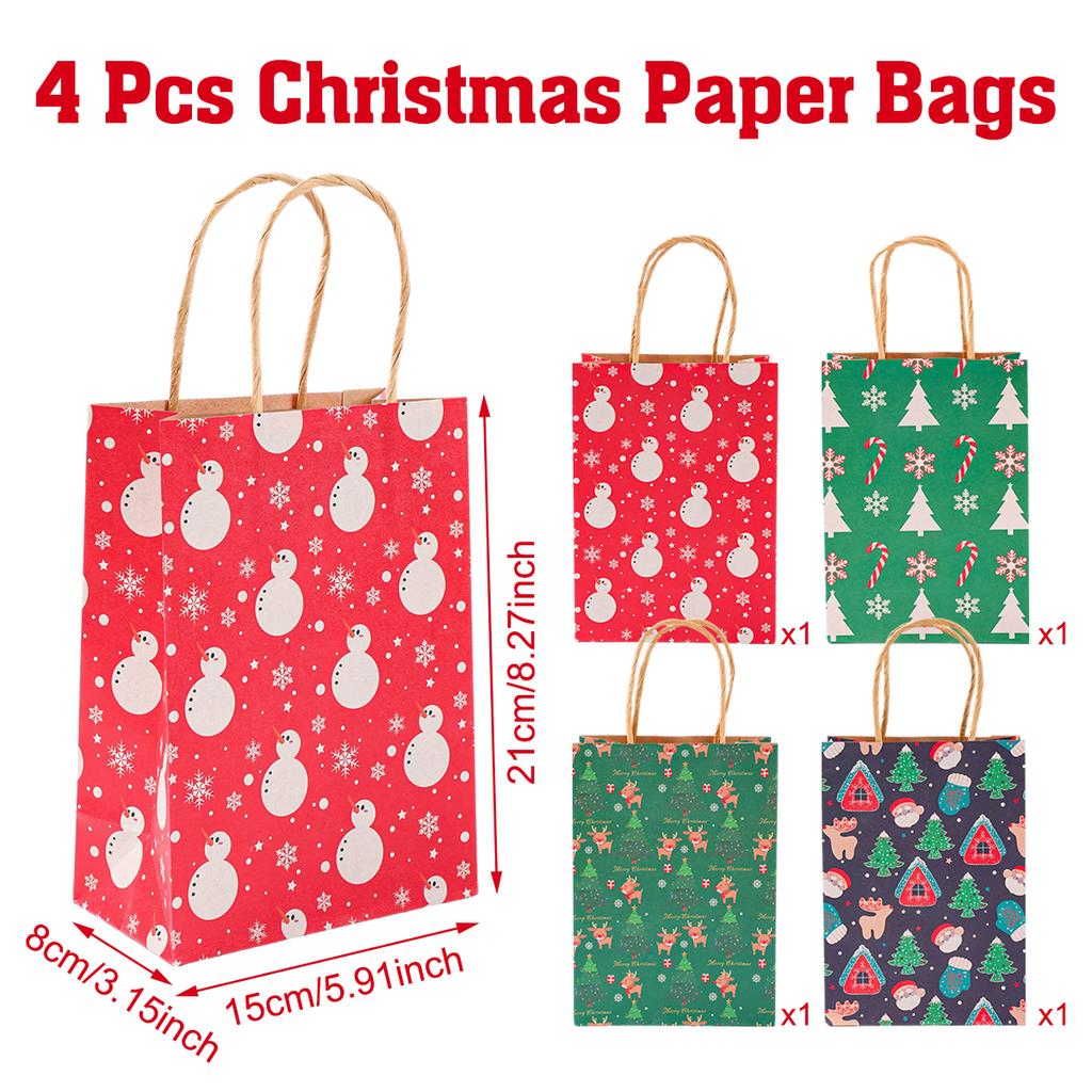 Christmas Kraft Paper Gift Bags Merry Christmas Decorations for Home 2025 Xmas Gift Candy Handy Bags Navidad Natal New Year 2026