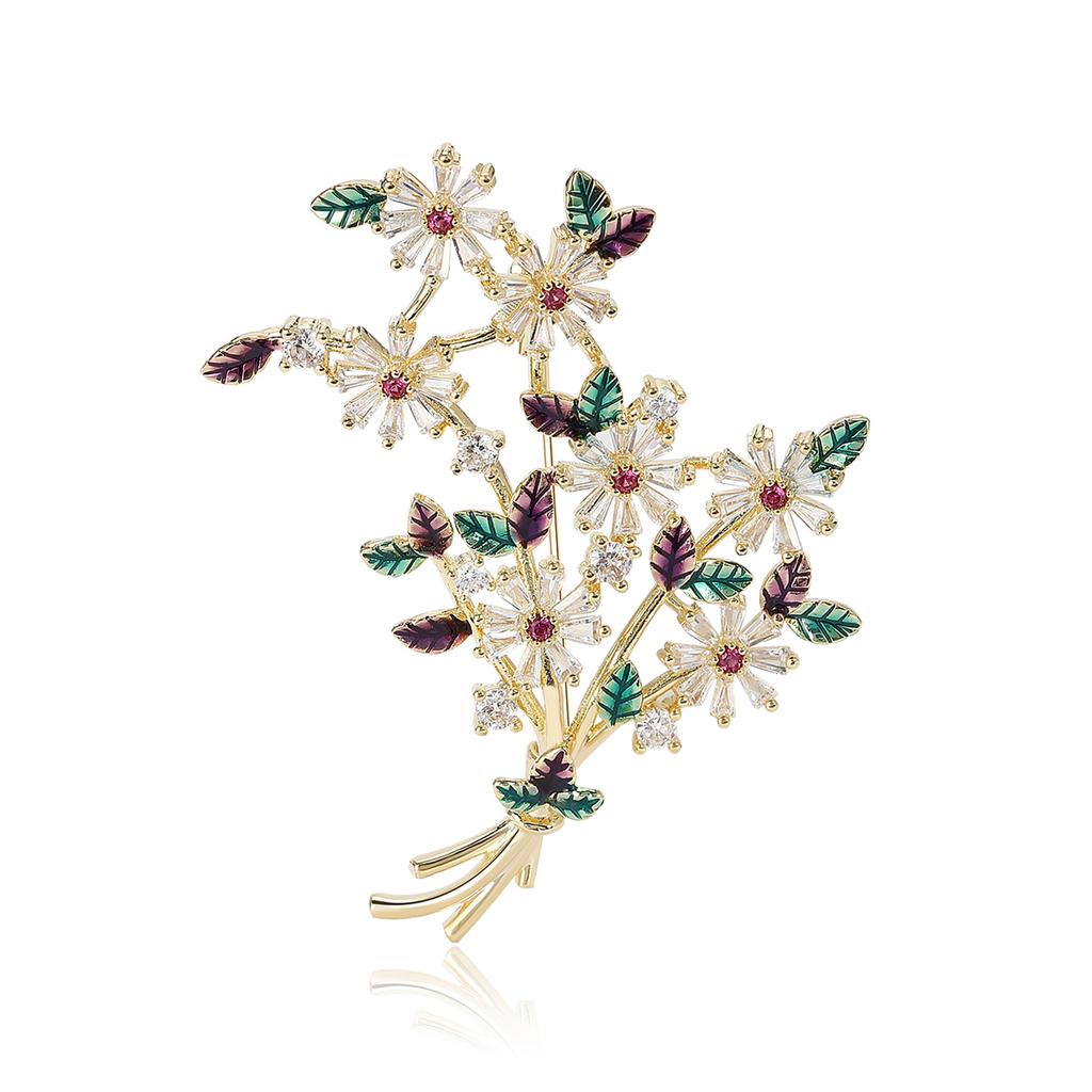 Squisita Versatile Spilla Bouquet Margherita in Rame Zirconato Lussuosa di Alta Gamma da Donna per Giacca da Abito Corsage Spilla Gioiello