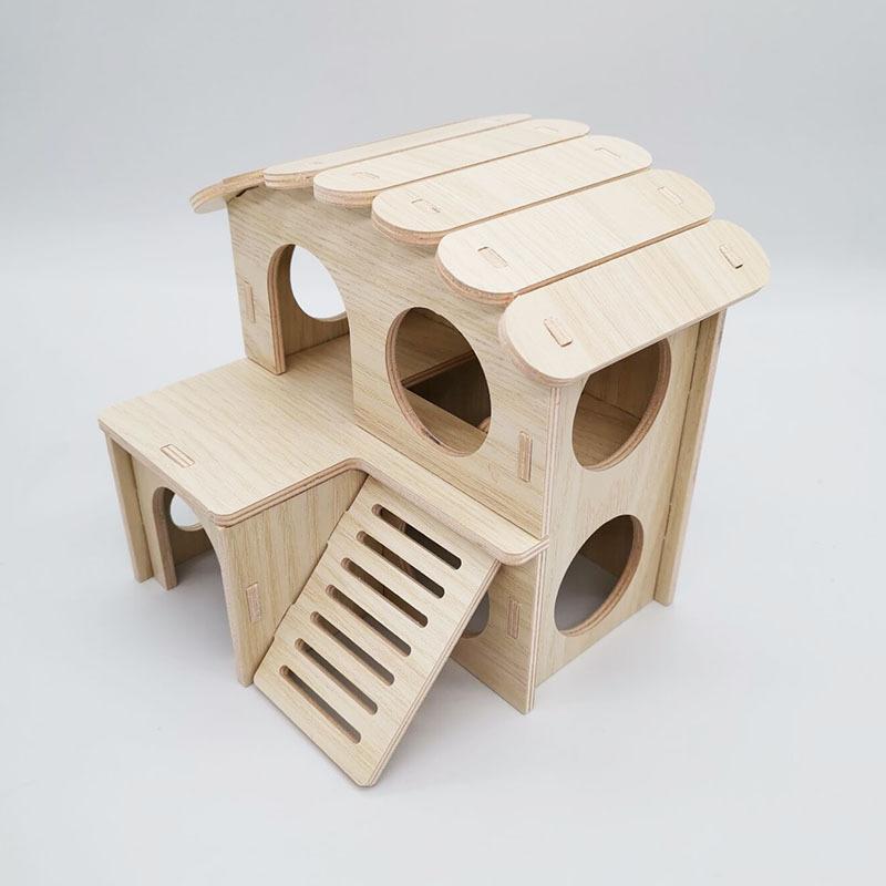 Hamster Swing Seesaw Nest Solid Wood House Hamster Sleeping Nest Golden Bear Villa Toys