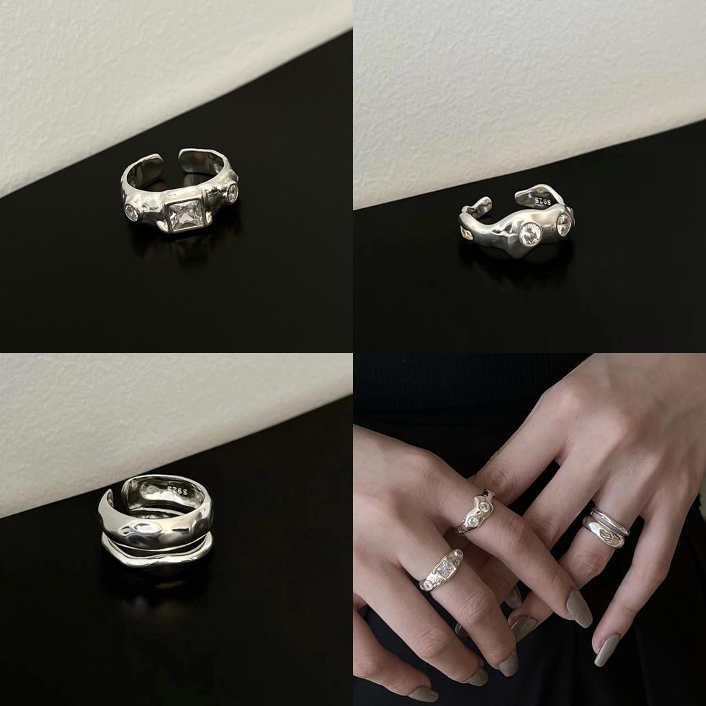 Stylish Unique Double Layer Textured Zirconia Ring For Women In Chic Minimalist Design
