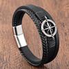 Black Leather Rope Cowhide Men's Double Layer Genuine Leather Woven Bracelet Handmade Multilayer Leather Bracelet 2026