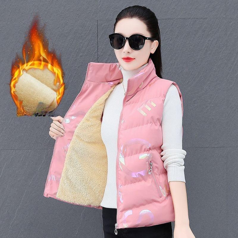 Winter Warm Fleece Vest Fashionable Casual Thickened Padded Outerwear for Women