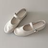 Soft Leather French Minimalist Round Head Shallow Mouth Mary Jane Women's Shoes One-word Buckle Strap Flat Ballet Shoes Commuter Shoes