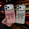 iPhone 17 Heart Shell Rhinestone Bow Case, Soft Luxury Cover