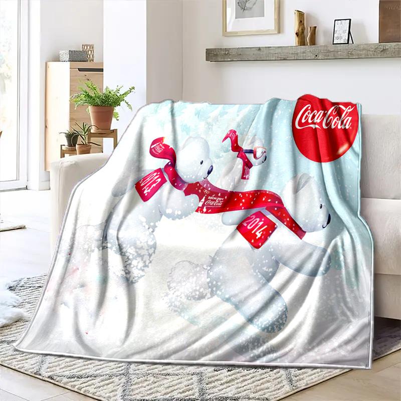 Christmas Gift Halloween Themed Cola Beverage Coca Cola Blanket Soft Home Furnishing Nap Decoration Four Seasons Warm Sherpa Blanket U7