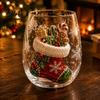 Unique Holiday Gift for Friends Christmas 3D Glass Tumbler, Santa Snowman Tree Sculpted Cup, Drinking Glasses Decorative Drinkware, Festive