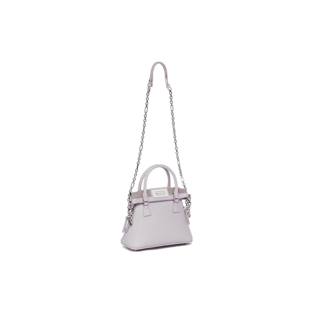 Maison Margiela 5Ac Logo Solid Color Leather Shoulder Crossbody Tote Bag Medium Women handbags Purple S56WG0081P4455T5166