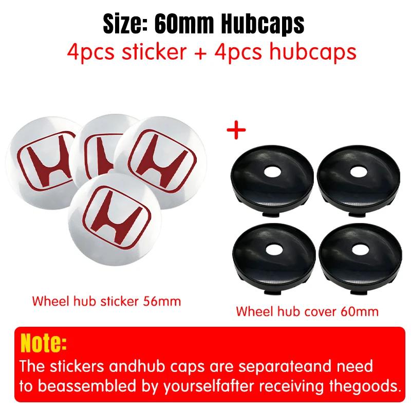 4pcs 56mm 60mm Car Wheel Center Hub Center Cap Rim Hub Dustproof Cover Emblemem For Honda Accord CRV XRV Civic Odyssey ahn256