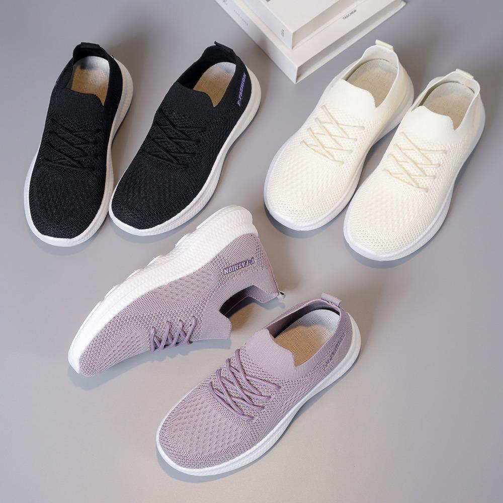 Pantofi sport pentru femei, pantofi sport casual cu talpă joasă, respirabili, cu talpă moale, țesături zburătoare, pantofi de maree