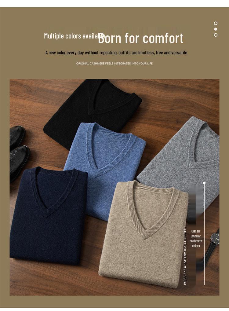 Men's Cashmere V-Neck Pullover Vest - 2025 Autumn Sleeveless Knit Cardigan