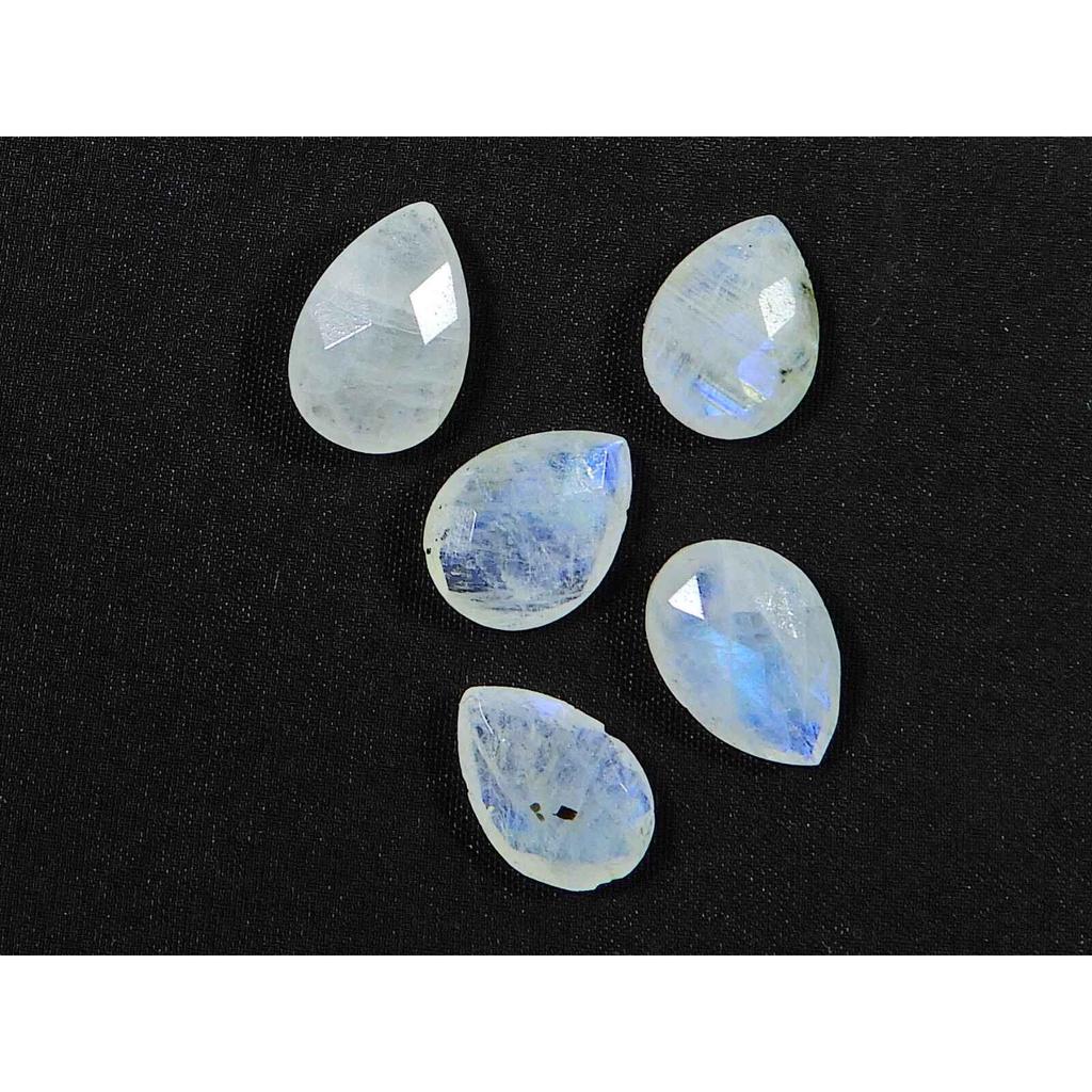 10X12MM Natural Rainbow Moonstone Briolite Pear Cut  Loose Gemstone 5Pcs Lot RML-965