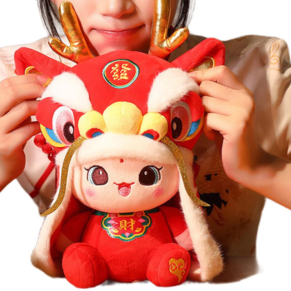 Plush MascotDoll Simulation Zodiac Dragon Doll Stuffed Animal Cuddle Toy Cute Couch Decor Chinese New Year Decoration