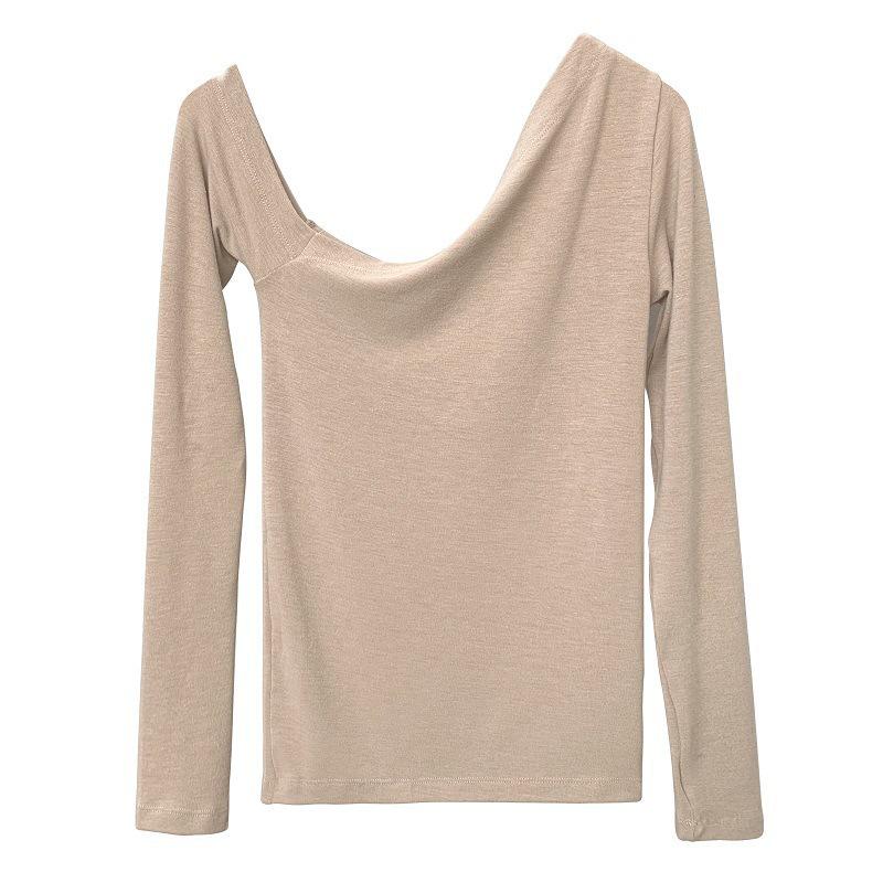 Korean Off-Shoulder Slim Fit Long-Sleeve T-shirt for Women