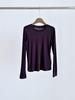 High-Quality Women's Lyocell Tencel Wool Long-Sleeve Base Layer Top, Wearable as Outerwear, with Round Neck.