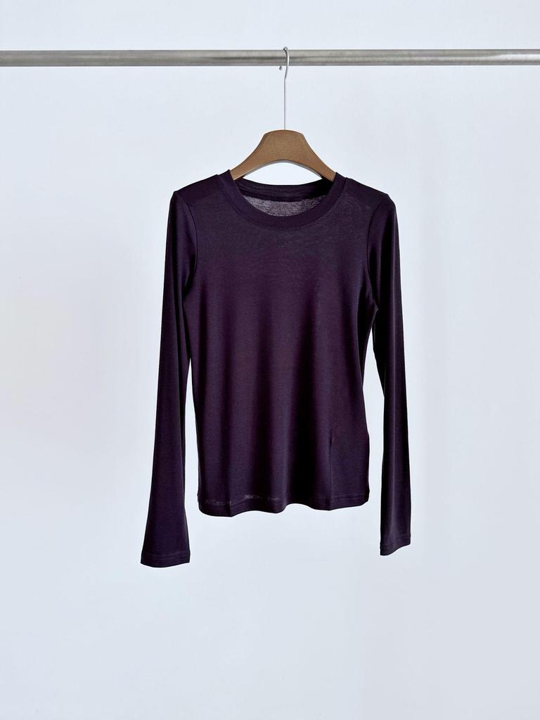 High-Quality Women's Lyocell Tencel Wool Long-Sleeve Base Layer Top, Wearable as Outerwear, with Round Neck.
