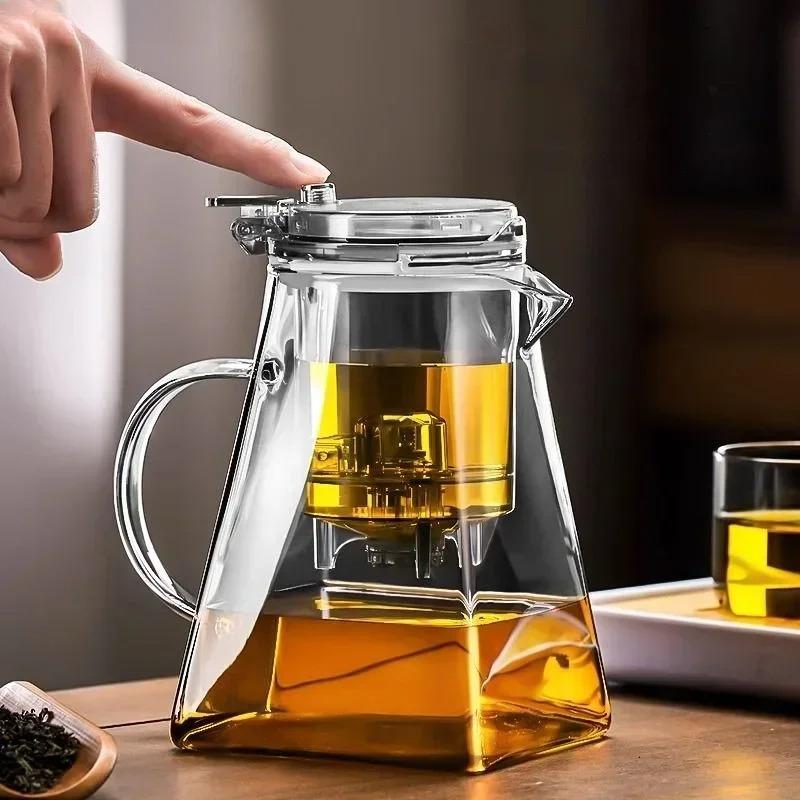 Glass Teapot And Pot Household Tea Set Teapot Heat-resistant Tea Water Separation Filter Flower Teapot