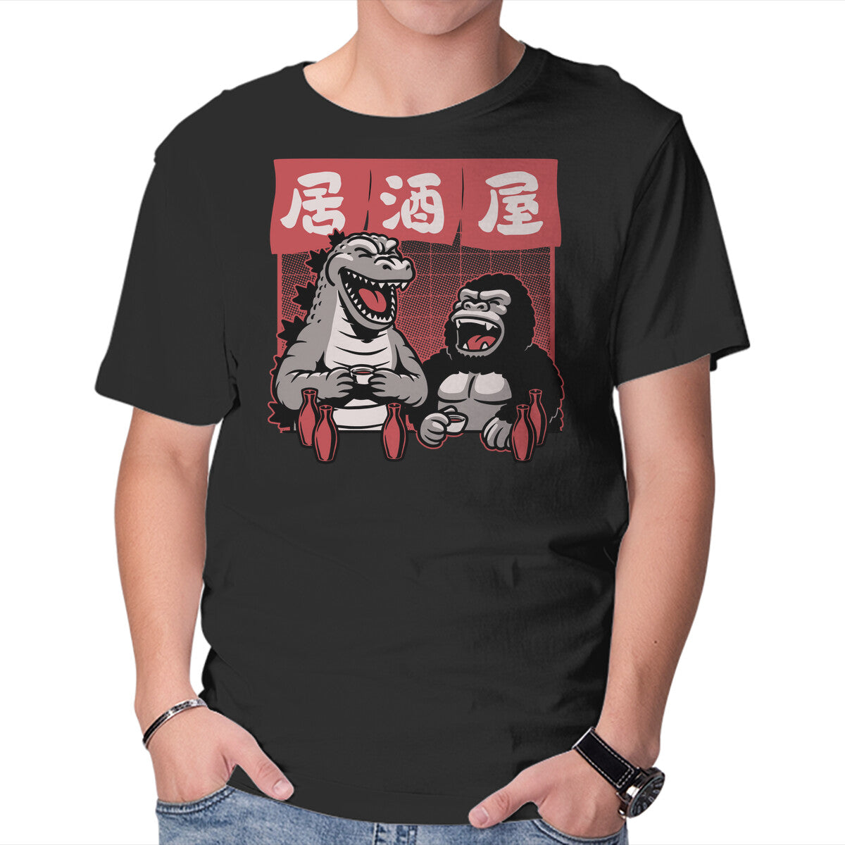Unisex Crew Neck T-Shirt Giant Movie Monsters Bar Graphic Short Sleeve Casual Tee XXXL