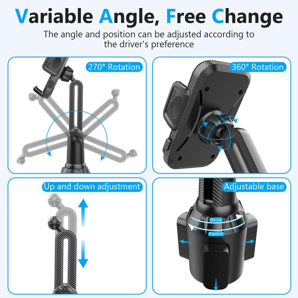 ML238 Verstellbarer Langhals Auto-Becherhalter Handyhalterung 360 Grad Drehung Universelle Smartphone-Halterung