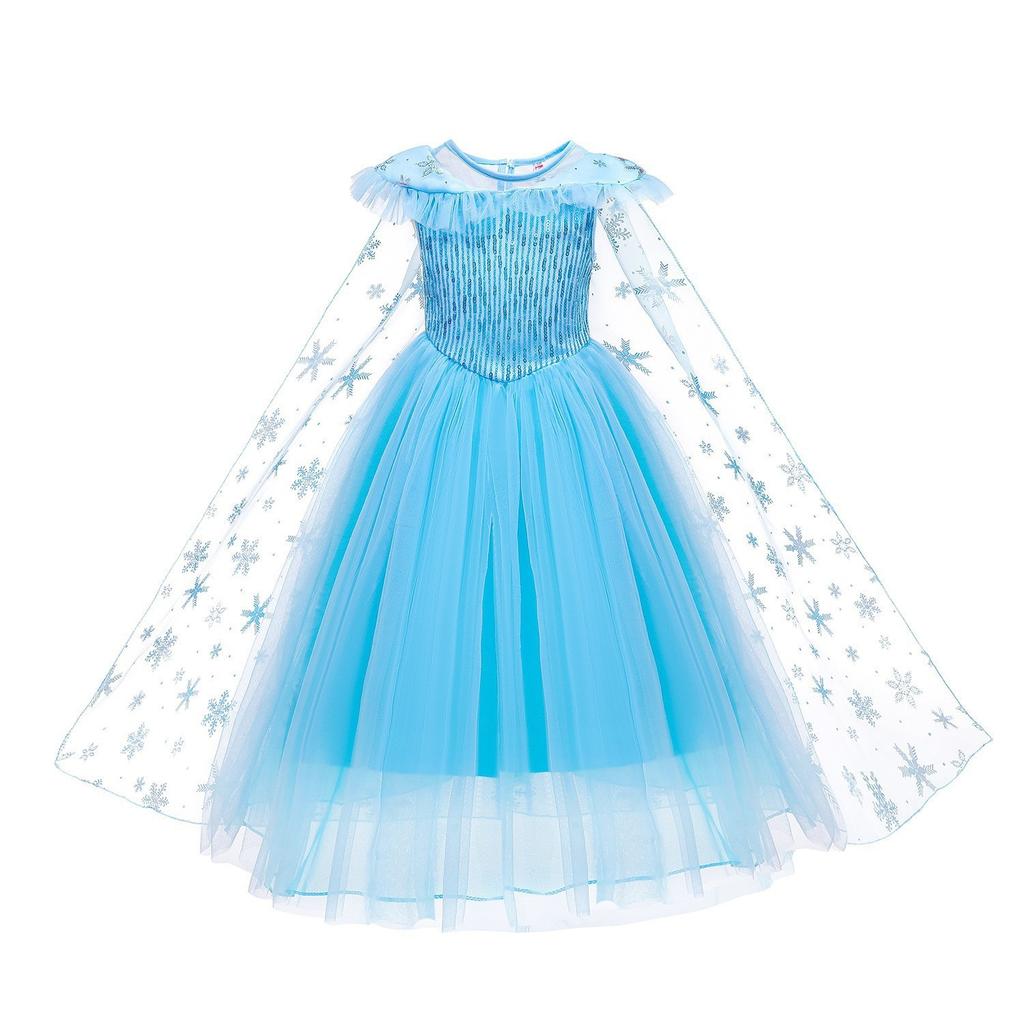 Toddler Little Girls Blue Snow Queen Elsa Birthday Party Cosplay Halloween Easter Dress Girls Stage Performance Holiday Dress