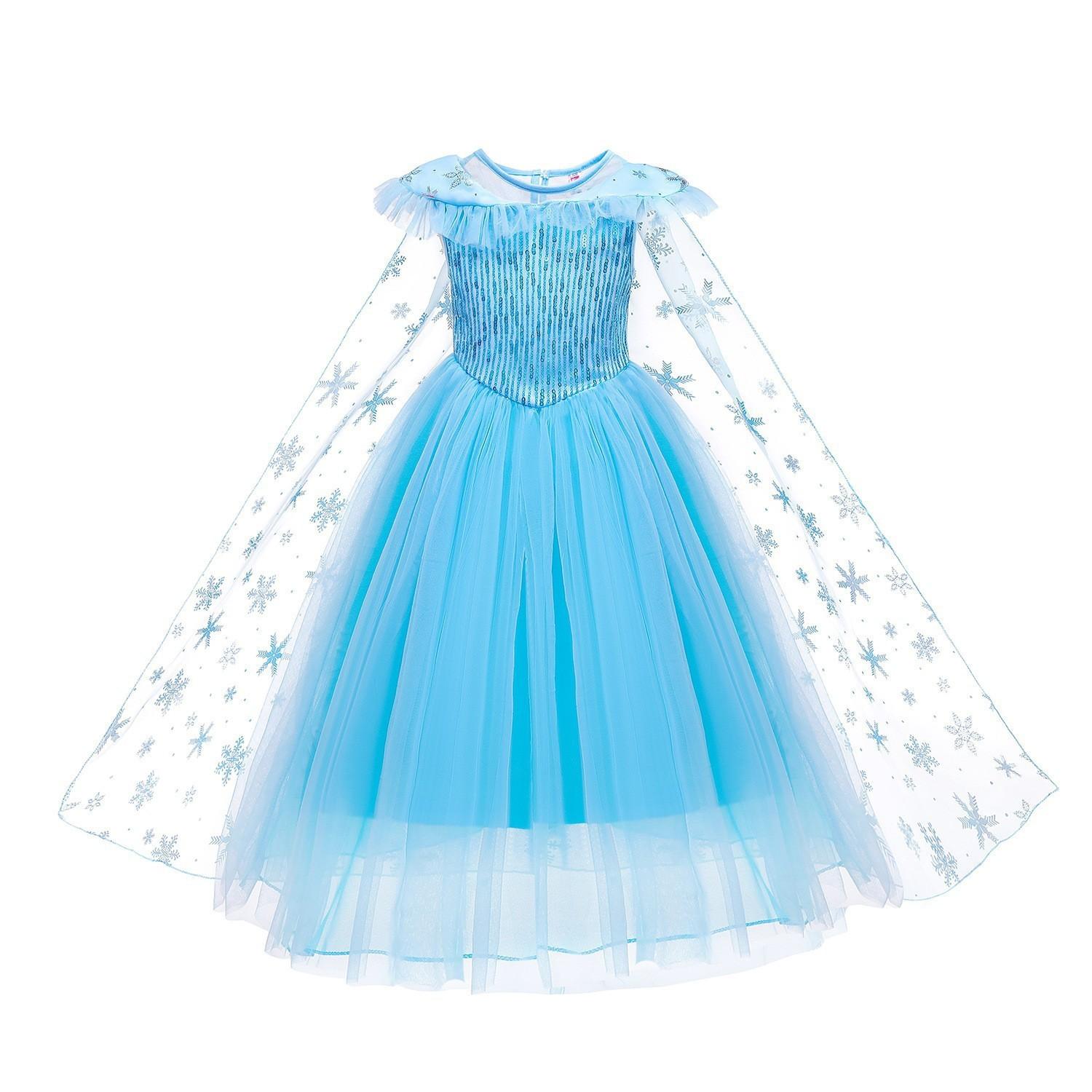 

Toddler Little Girls Blue Snow Queen Elsa Birthday Party Cosplay Halloween Easter Dress Girls Stage Performance Holiday Dress 9-10Years-Tag150