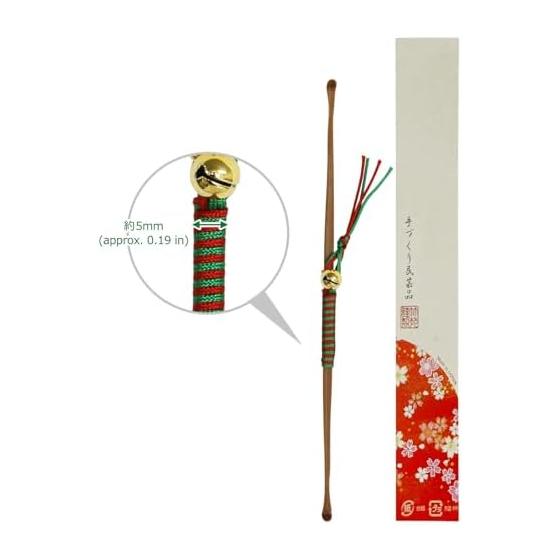 Morikuru Japanese Bamboo Ear Pick, Genroku Maki Style, 17cm, Double-Ended Hook, Bamboo Kanzashi Hairpin, Ear Cleaner, TK07-13, Red Cardboard