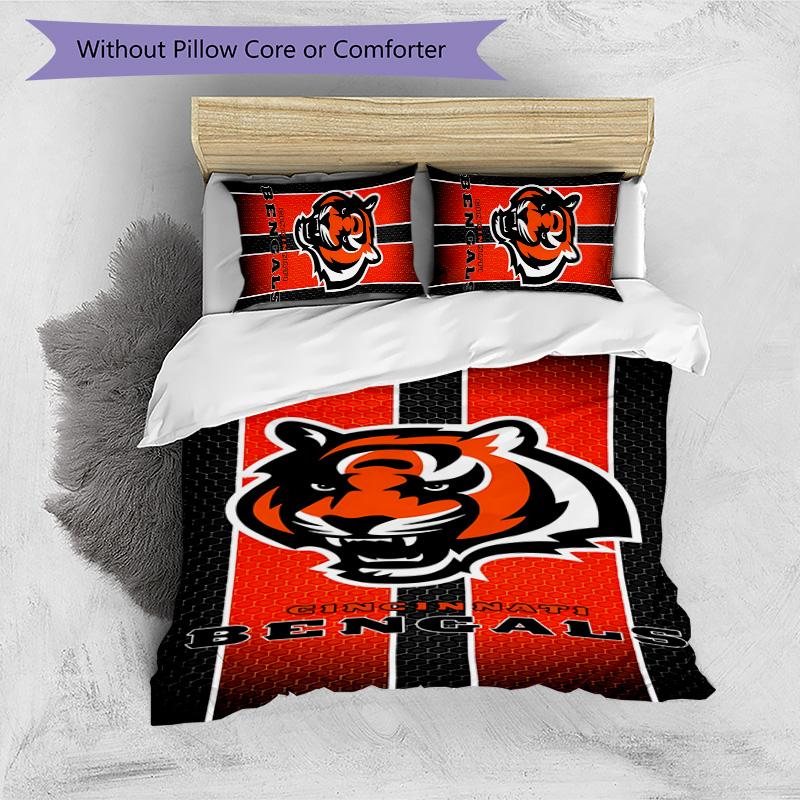 3pcs Cincinnati Bengals LOGO pattern bedding set duvet cover set includes duvet cover &pillowcases,perfect all season bedroom decoration&gift