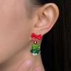 Childlike Christmas Bow Tree Earrings - Creative Handmade Style for Women