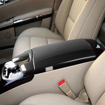 For Mercedes Benz S-Class W221 Carbon Fiber Accessories Center Console Sorting Armrest Box Protection Decorative Cover Sticker