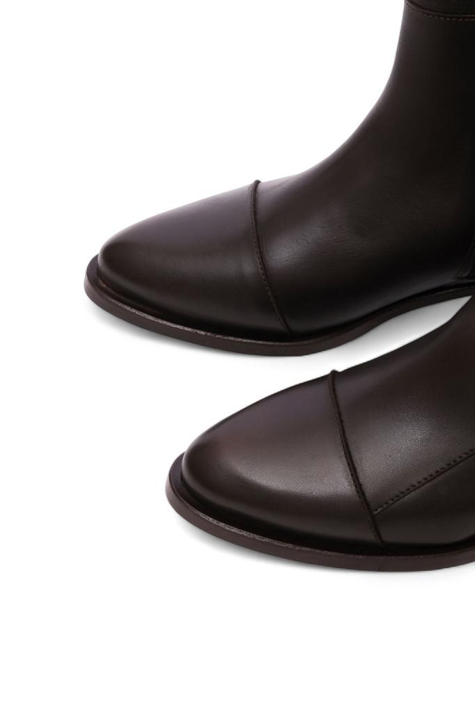 Women Modern Stylish Fashion Boots Genuine Leather Genuine Leather Casual Boots Below Knee Zipper Classic Boots Alis Black