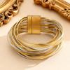 Bohemian Fashion Leopard Print Metal Tube Spliced Multi-layer Leather Rope Magnetic Clasp Bangles for Women Bracelet Jewelry