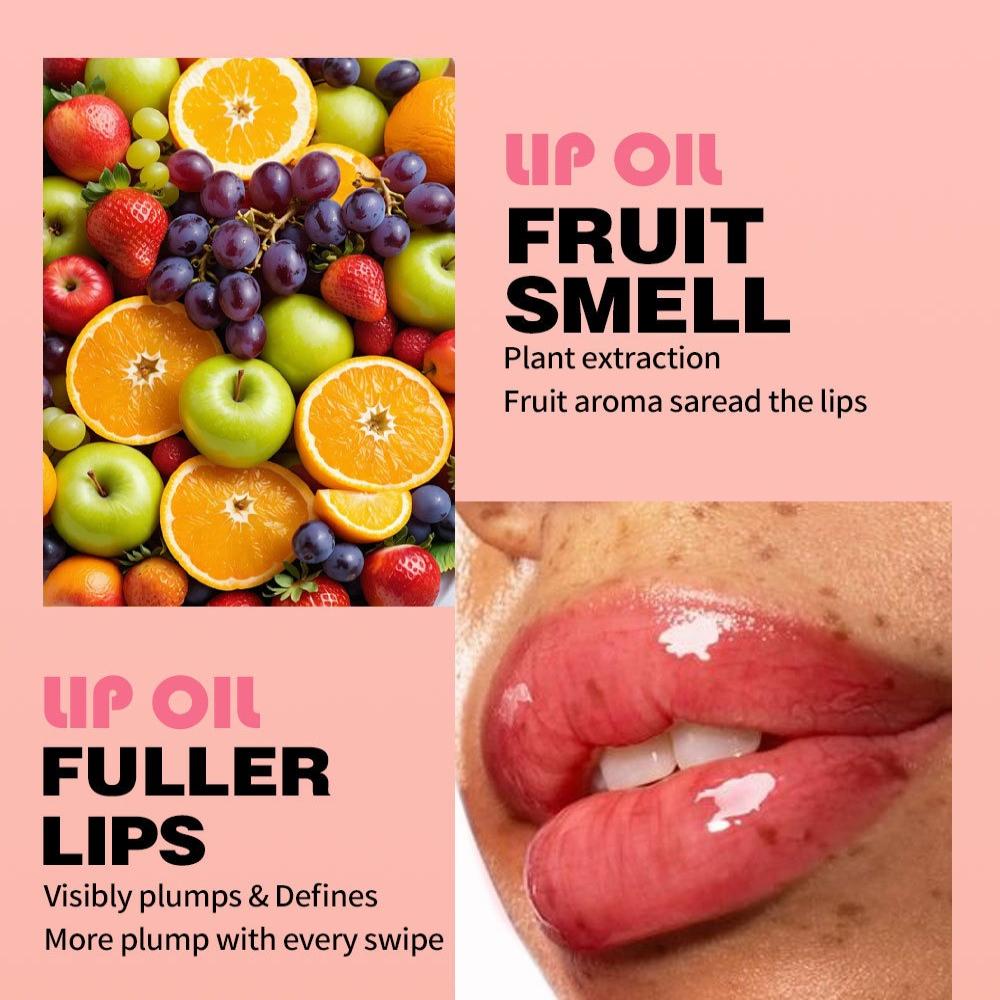 Clubday Glossy Fruit Lip Oil Moisturizing Multi-Color Lip Gloss Plump Lips Tint Long-Lasting Waterproof Juicy Fruit Lip Glaze Makeup Cosmetics
